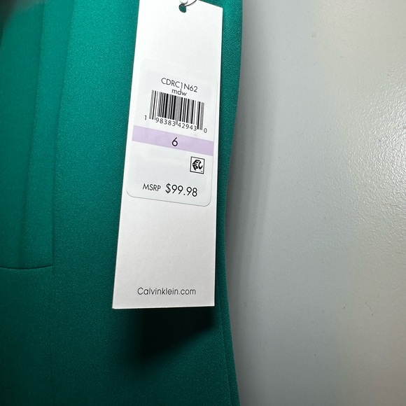 💚 NWT! Green CALVIN KLEIN Tie Neck Sleeveless Dress - Size 6 - Picture 6 of 10